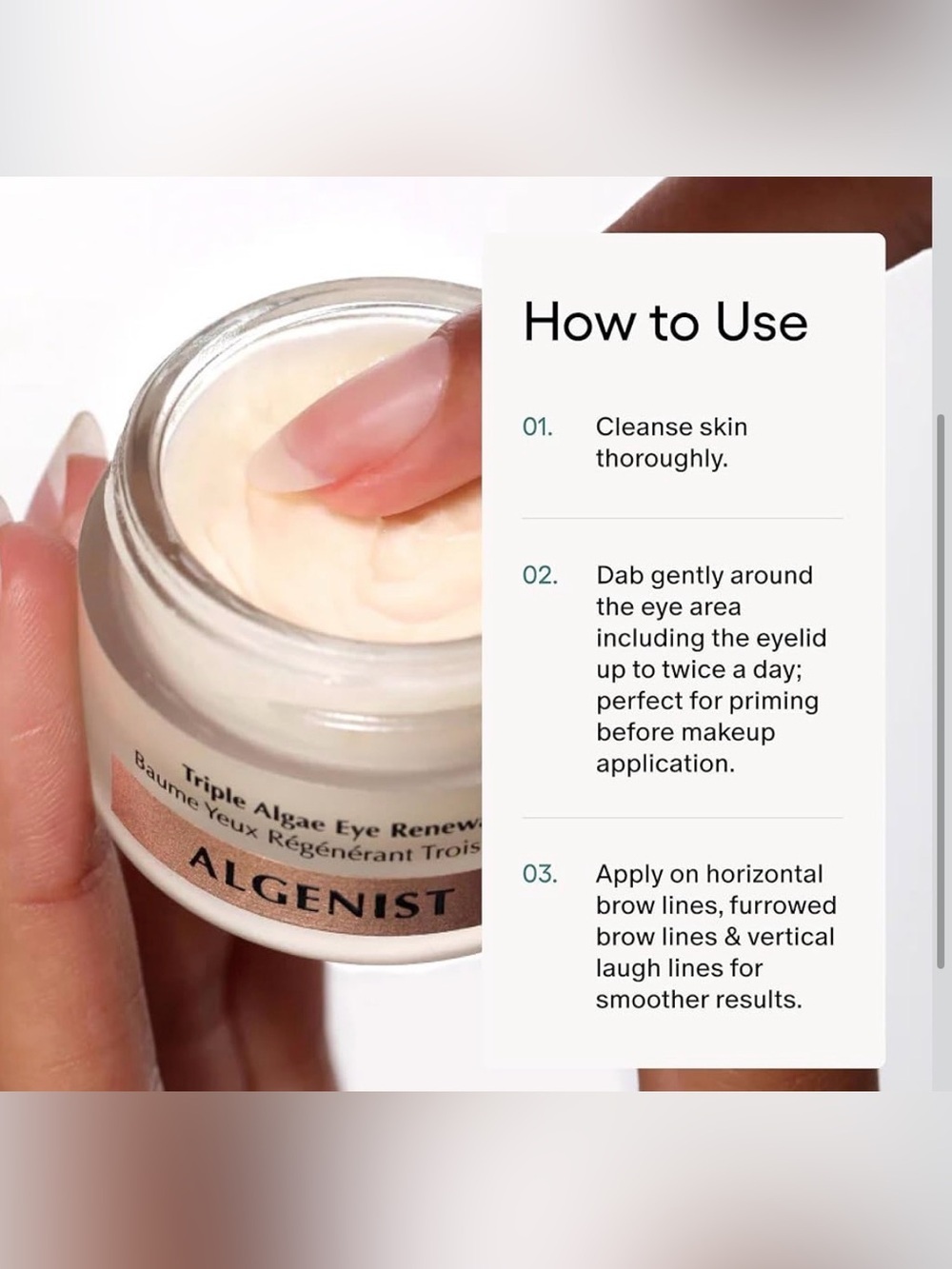 Algenist | NIB Triple Algae Eye Renewal Balm - Hydrating Vegan Eye Cream - Picture 5 of 6